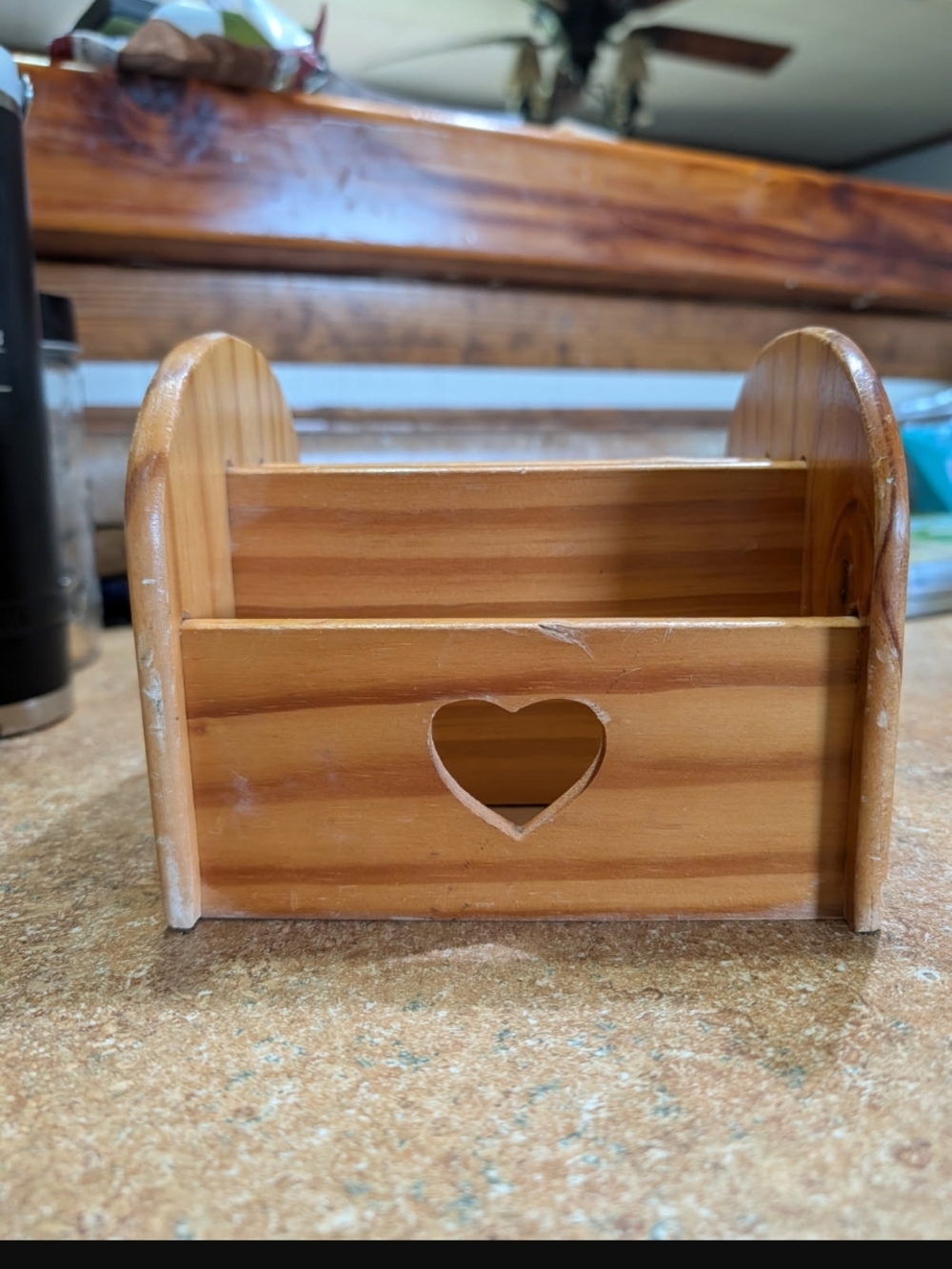 Wooden Heart Desk Organizer - Natural Pine